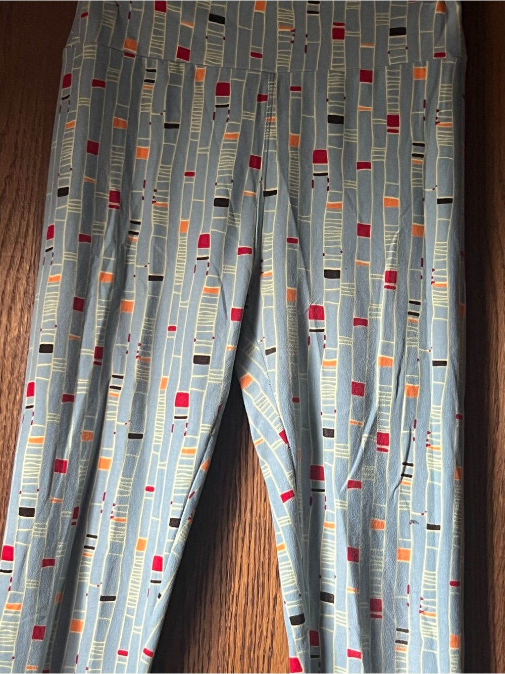 Kids Blue Patterned Stretch Leggings A4 - Picture 2 of 11